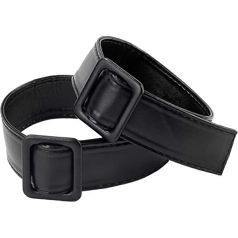 2PCS Trench Coat Belt Replacement Overcoat Sleeve Band Wide Black Soft PU Leather Tie Belts Adjustable Buckle Clasp Wind Coat Cuffs Belt for Women Men