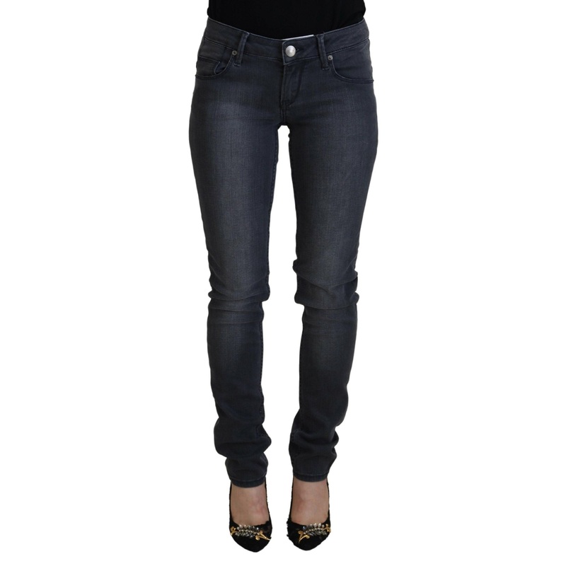 Acht Gray Cotton Skinny Low Waist Women Casual Denim Jeans