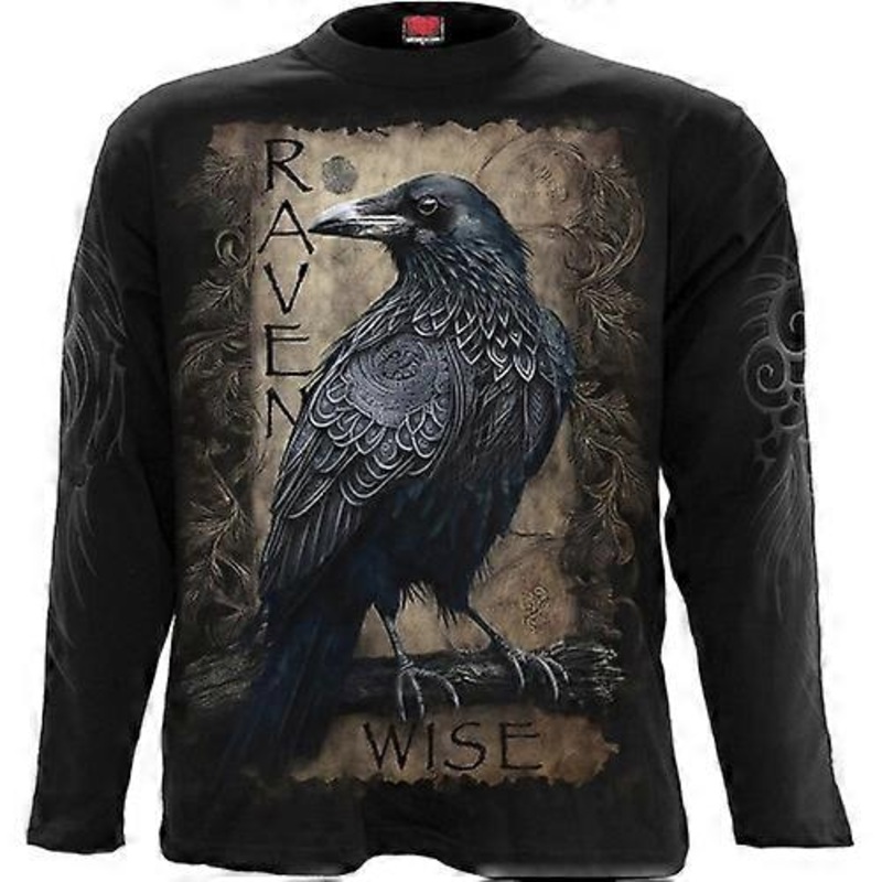 Spiral Direct Unisex Adult Raven Wise Long-Sleeved T-Shirt
